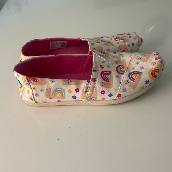 Toms Alpargata White Rainbow Snails Print Shoes - Picture 1 of 5